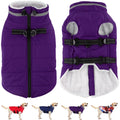 StormReef 2-in-1 winter coat and harness waterproof fleece dog snow jacket in purple small