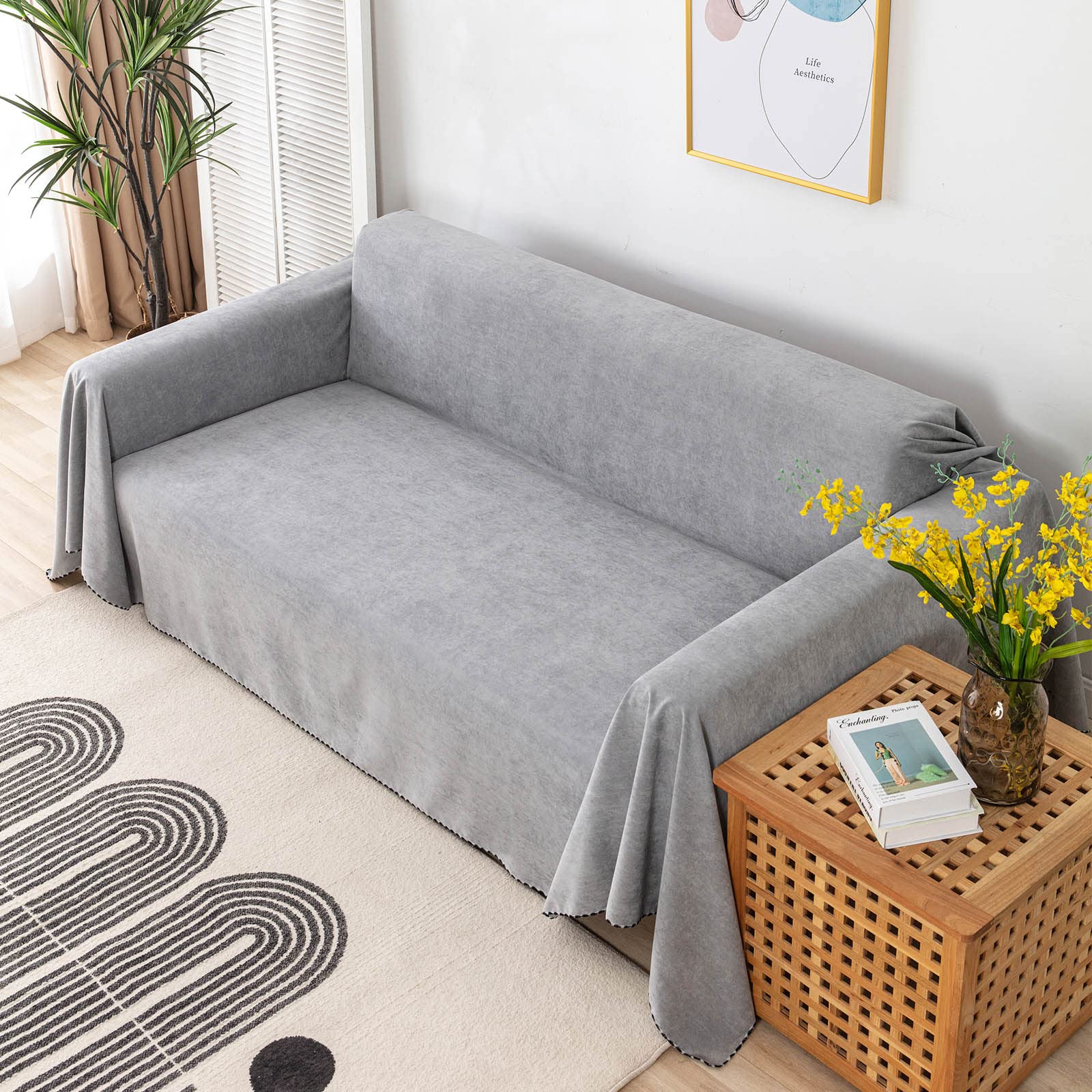 SectionalGuard large waterproof sofa cover machine washable in grey