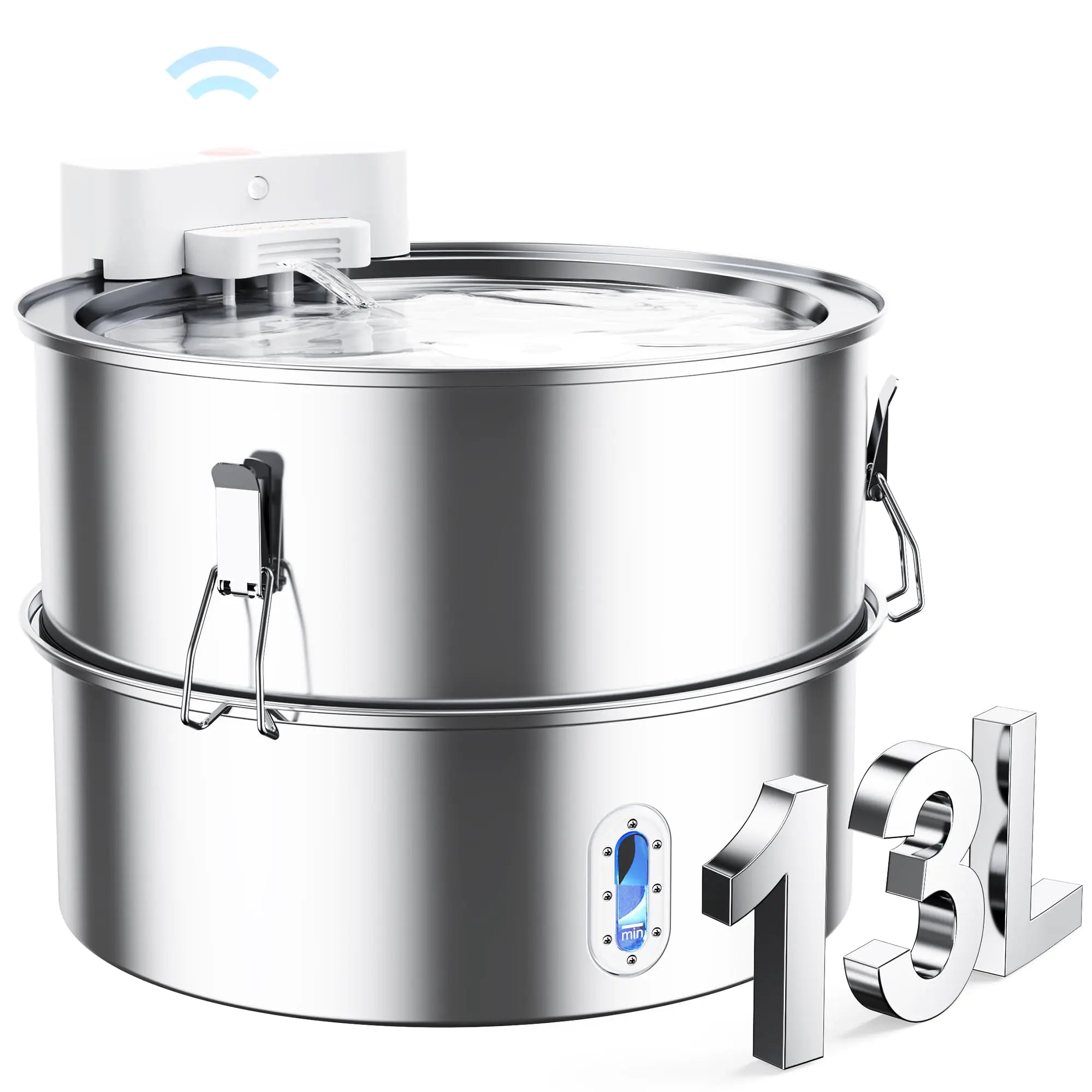 Black Reef AquaReef 13L wireless filtered dog water fountain stainless steel