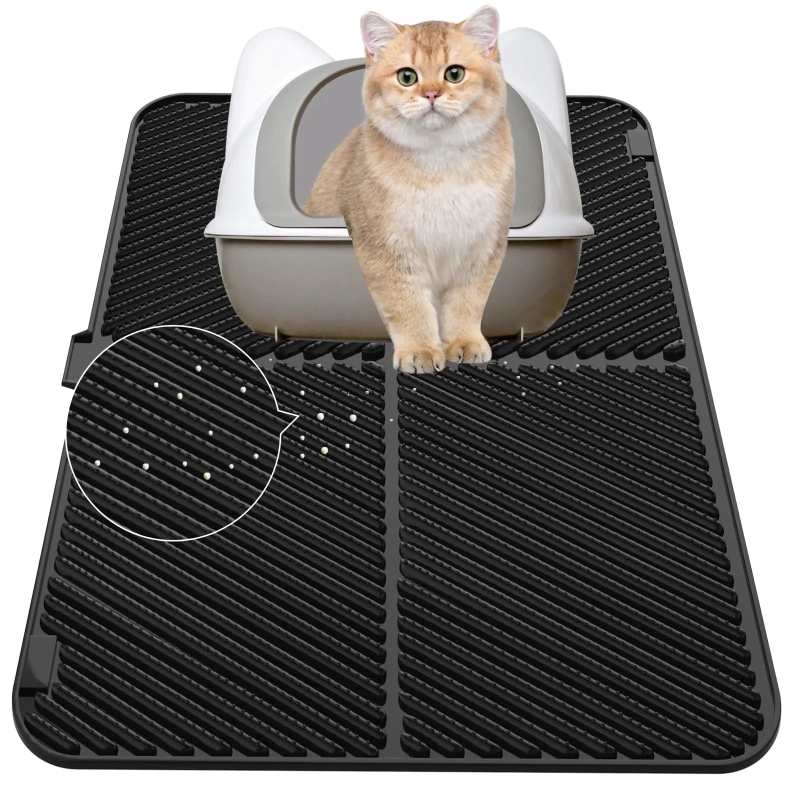 Black Reef LitterGuard XL large waterproof cat litter trapping mat in black 80x60cm