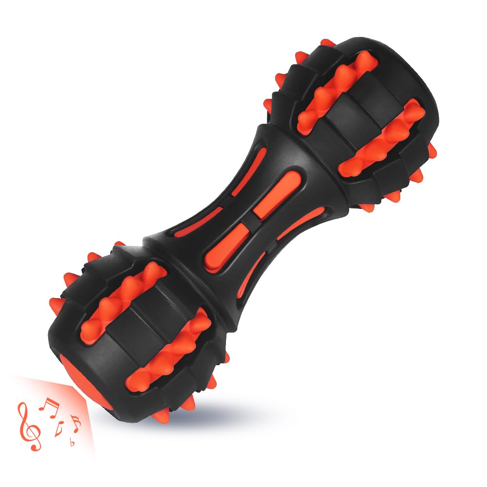 BruteChew dog bone showing dual rubber and nylon layer construction with squeaker
