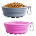 TrailBowl silicone collapsible bowl set 2-pack portable dog and cat travel bowls in blue