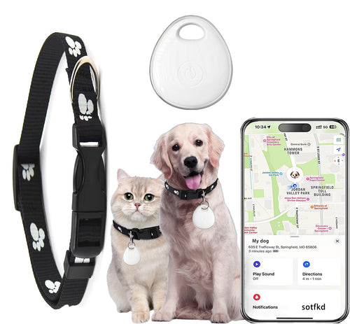 AirTag pet tracker collar iOS Find My compatible waterproof collar in black
