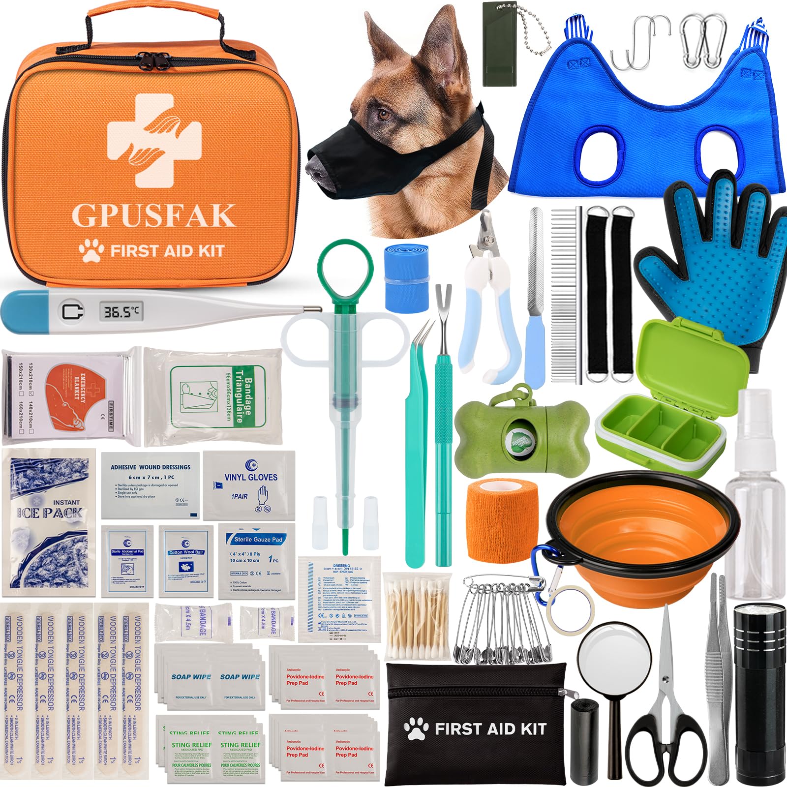 ReefAid Pro first aid and grooming kit complete pet emergency kit in red bag