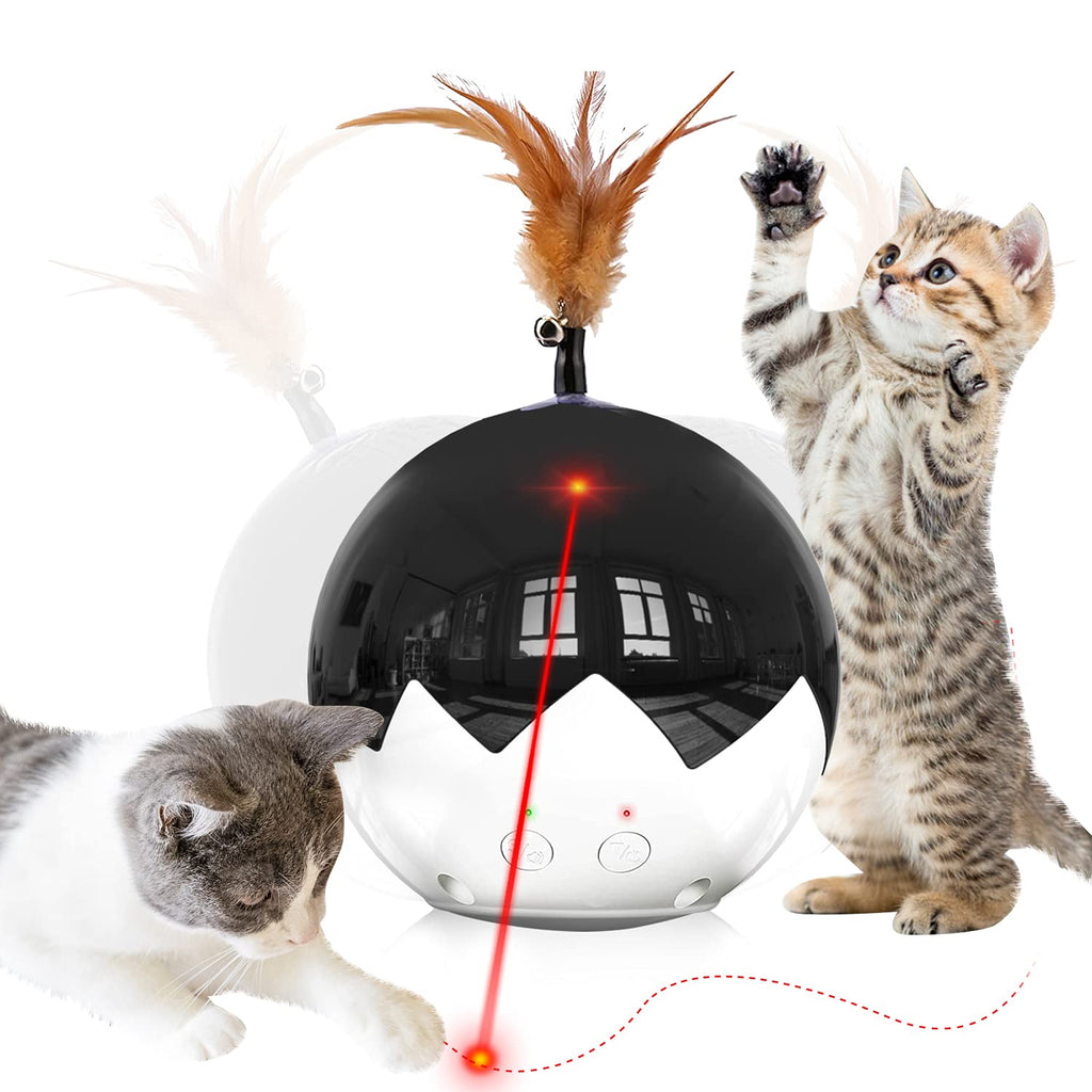 SpinBeam 3-in-1 auto laser toy feather tumbler and 360 degree laser for cats in white
