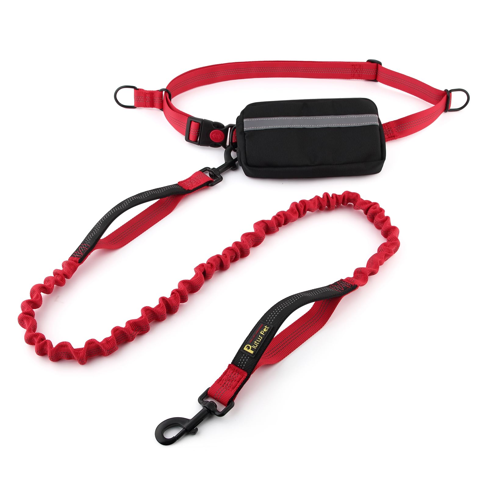 RunFree hands-free bungee running leash dual handle waist leash with reflective stitching