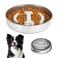 SlowBowl stainless steel anti-gulp feeder with non-slip mat in silver