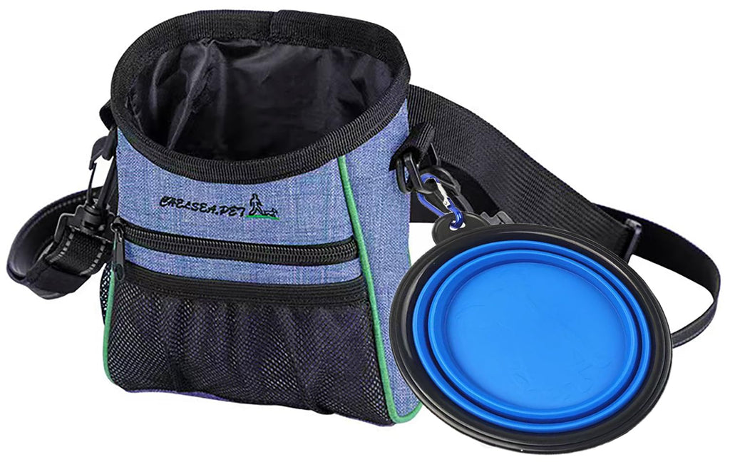 TrailPouch 4-way training treat bag with foldable silicone bowl in green
