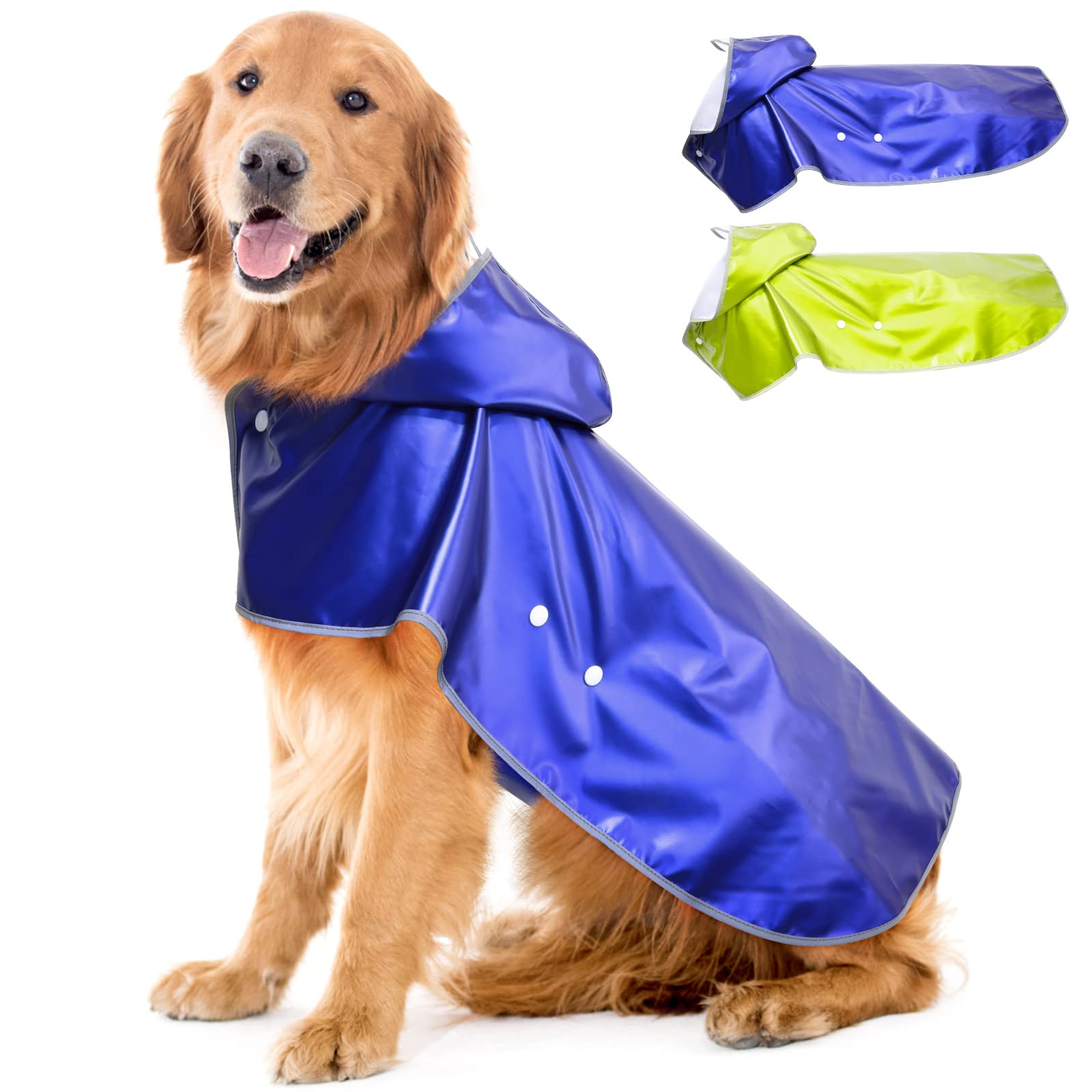 StormShield hooded dog raincoat waterproof reflective lightweight poncho in yellow