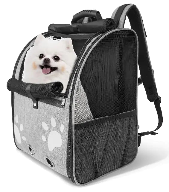 Black Reef AirPack XL large breathable pet backpack carrier for dogs and cats in grey