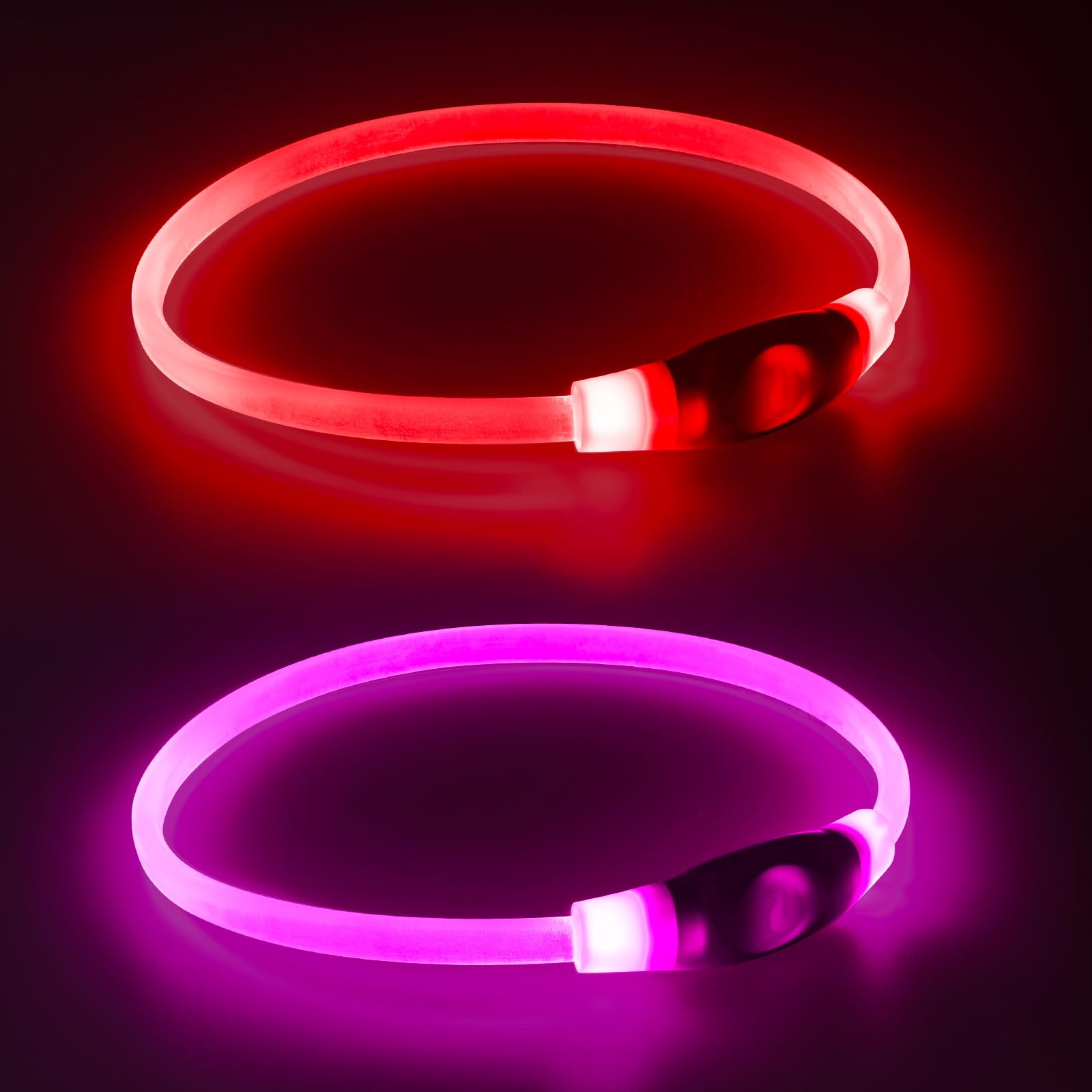 GlowReef LED cut-to-fit 2-pack adjustable glow-in-dark safety collars in yellow