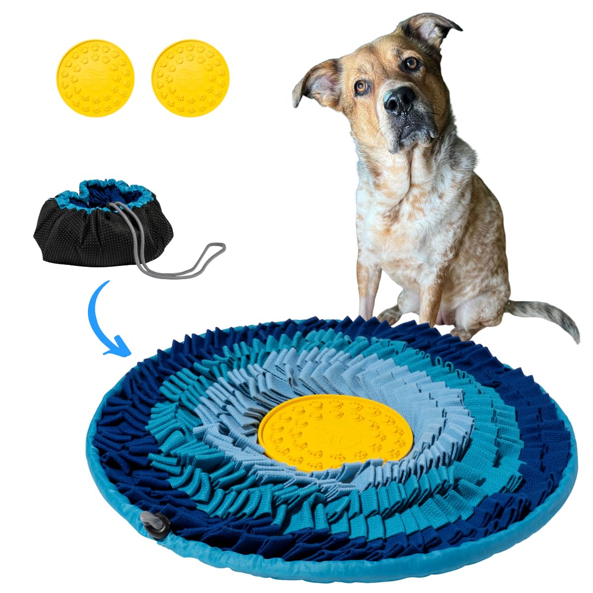 SniffTrack mat showing combined snuffle fleece strips and lick texture surface