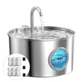 Black Reef Aqua Flow 2.2L quiet stainless steel cat drinking fountain in silver