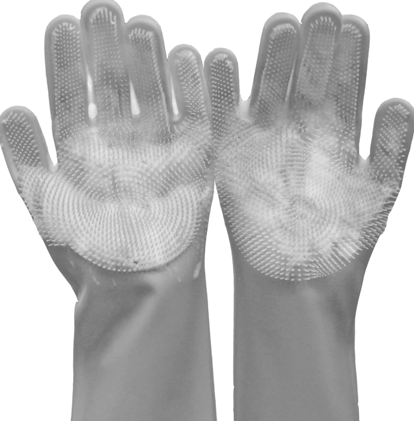 Black Reef Groom Gloves five-finger silicone deshedding grooming gloves in grey