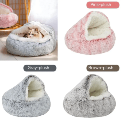Black Reef Haven Nest — Semi-Enclosed Plush Pet Bed for Dogs & Cats - BLACK REEF PETS