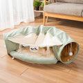 Black Reef Tunnel House cat tent tunnel and nest set in grey with cat inside